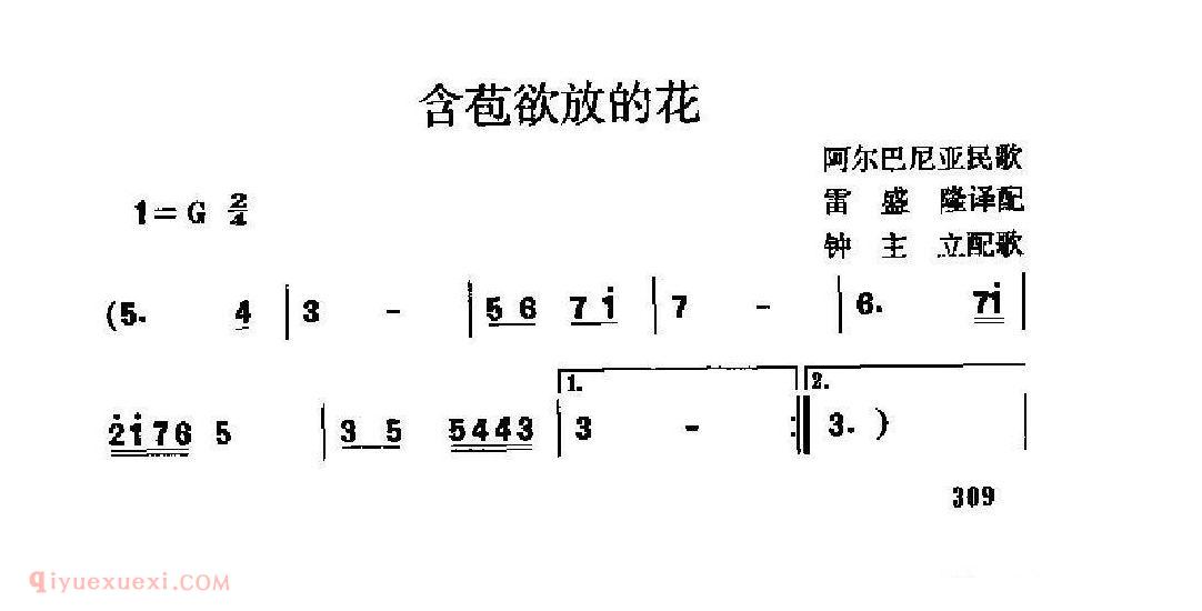 外国情歌简谱[含苞欲放的花]