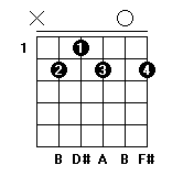 B7和弦指法图 B7和弦的按法