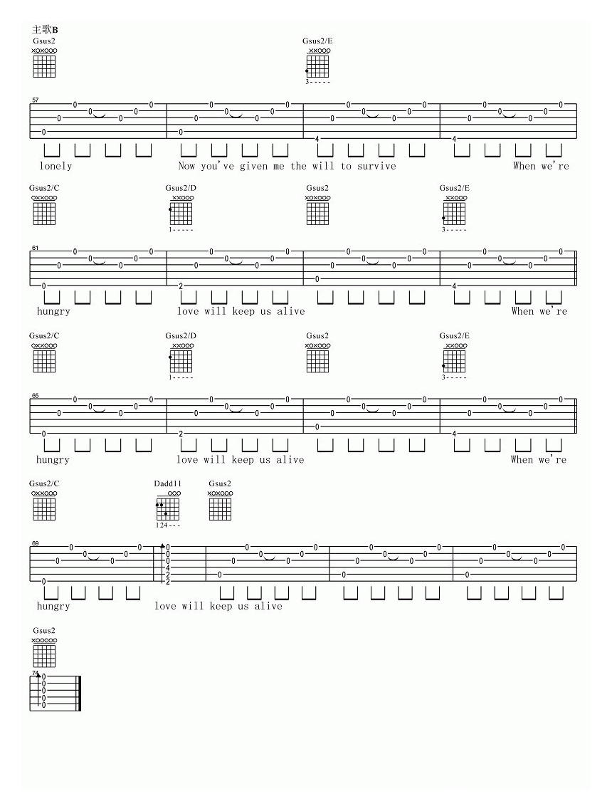 蔡宁吉他弹唱教学《Love Will Keep Us Alive/老鹰乐队》_附吉他谱