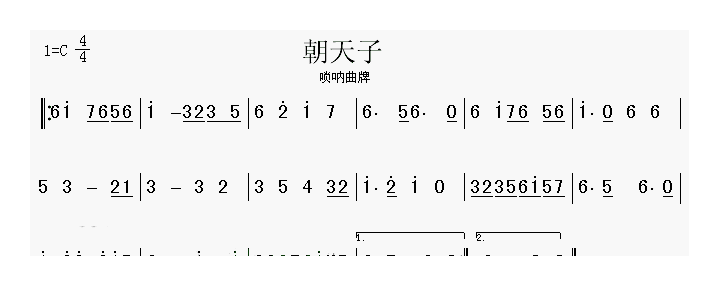 唢呐简谱《朝天子》