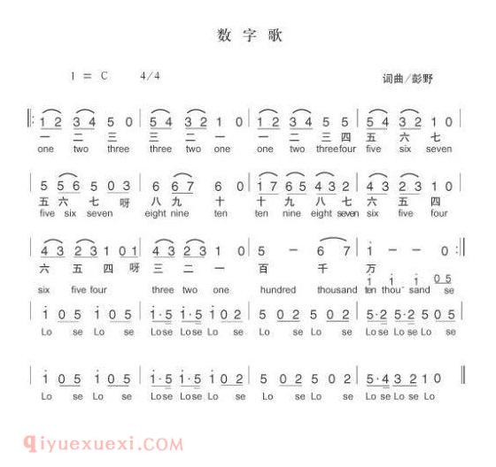 儿童歌曲【数字歌】简谱