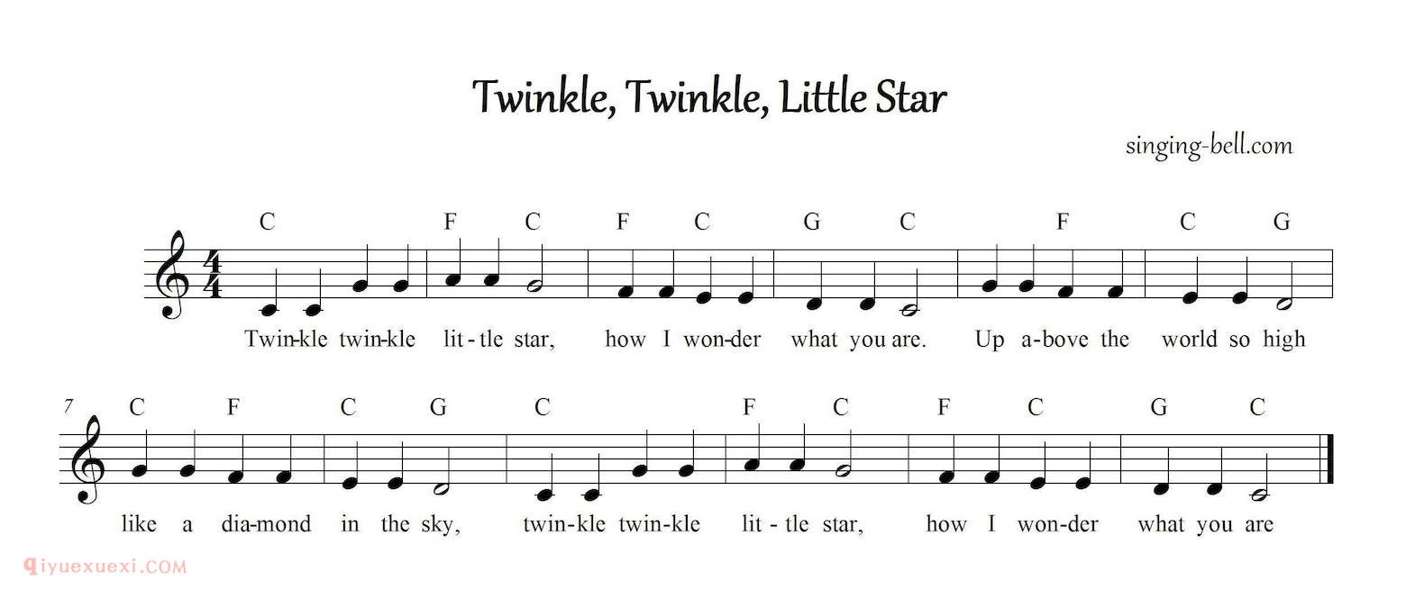 电子琴乐谱【twinkle twinkle little star】五线谱