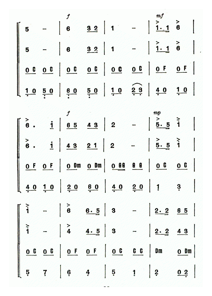 口琴乐谱【红星歌 合奏】简谱