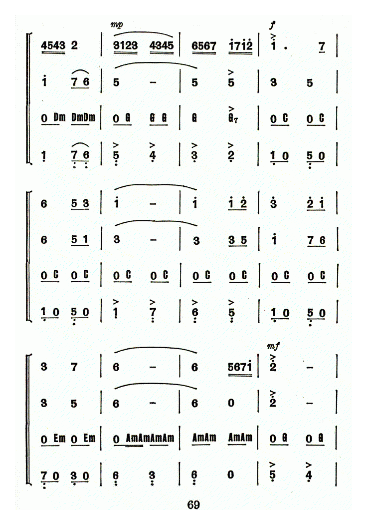 口琴乐谱【红星歌 合奏】简谱