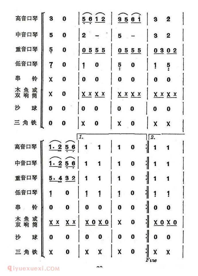 口琴乐谱【我心爱的小马车 合奏】简谱