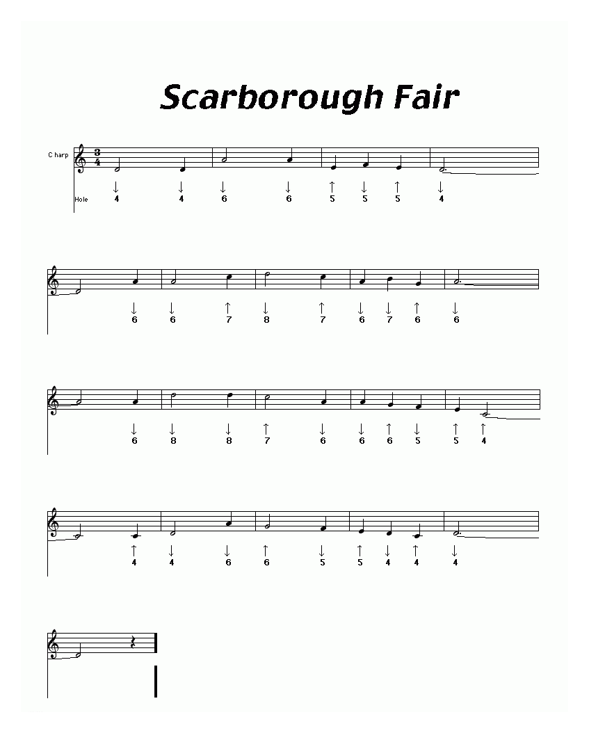 布鲁斯口琴谱【Scarborough Fair】简谱