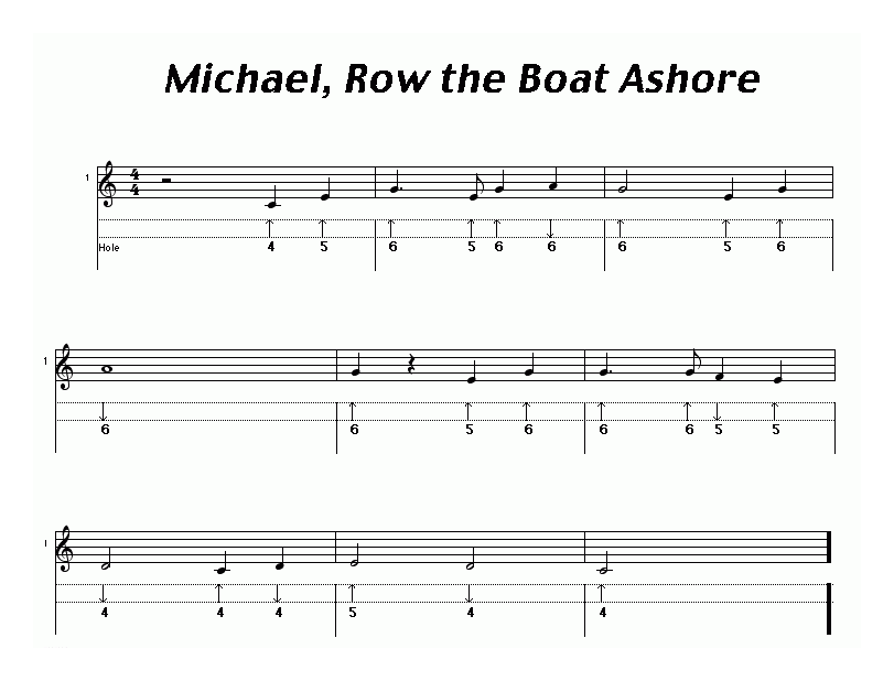 布鲁斯口琴谱【Michael,Row the Boat Ashore】简谱