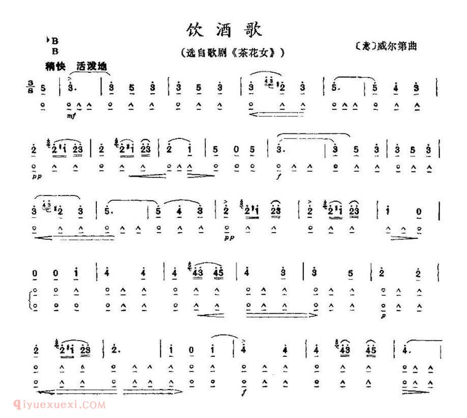 饮酒歌 选自歌剧《茶花女》