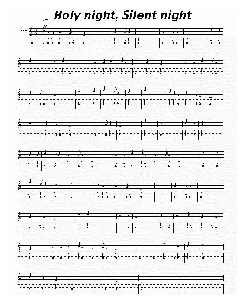 布鲁斯口琴谱【Holy night,Silent night 平安夜】五线谱