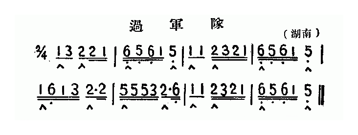 口琴谱【过军队 湖南民歌】简谱