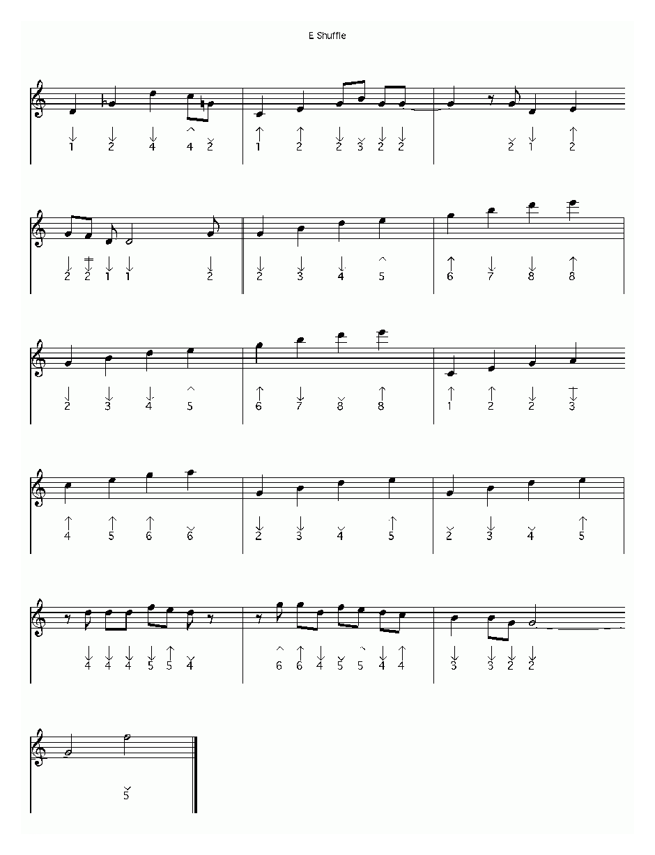 布鲁斯口琴谱【E Shuffle】五线谱