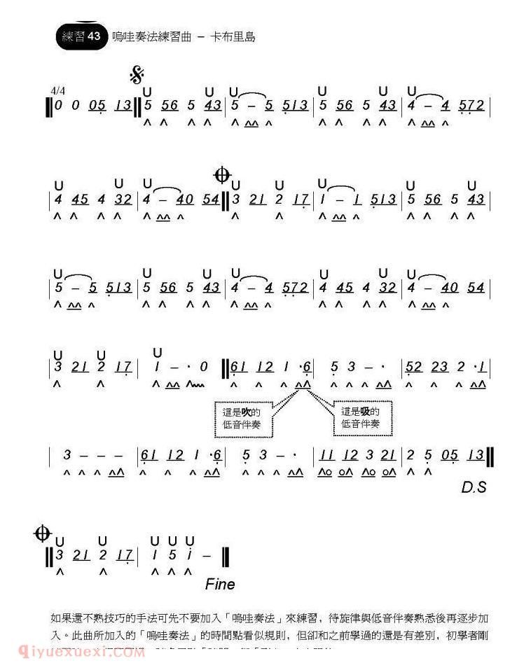 口琴乐谱【卡布里岛】简谱