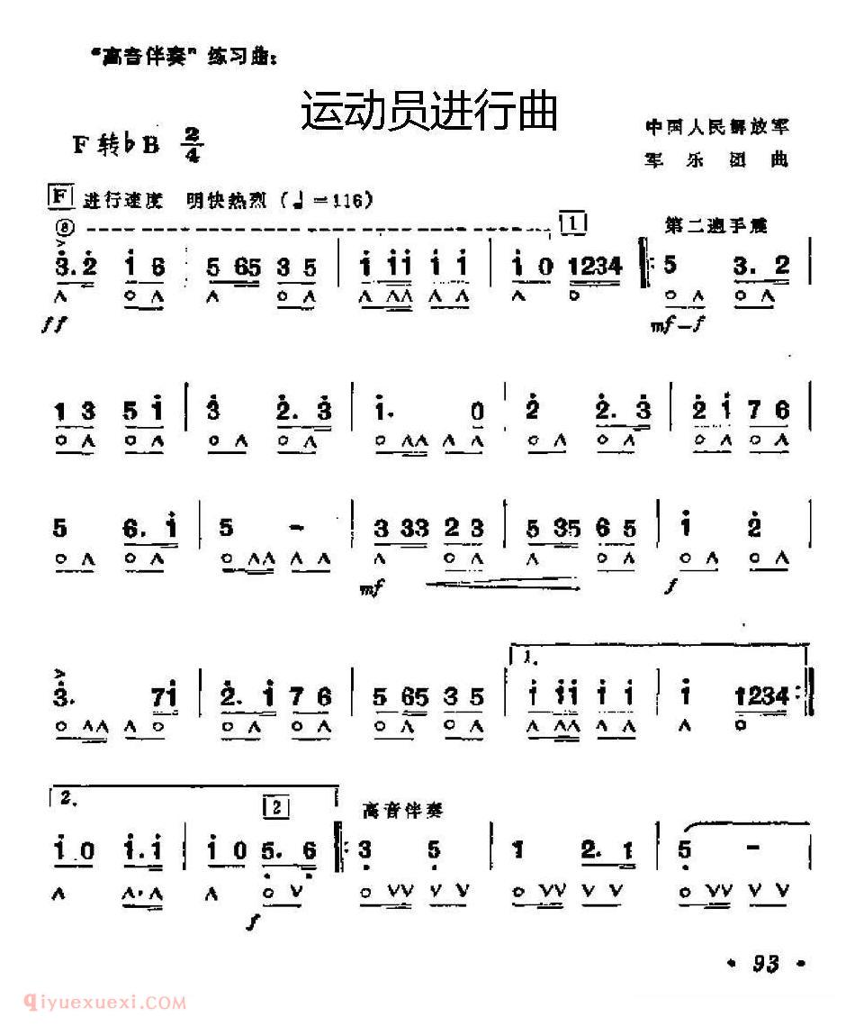 口琴乐谱【运动员进行曲 军乐团曲】简谱