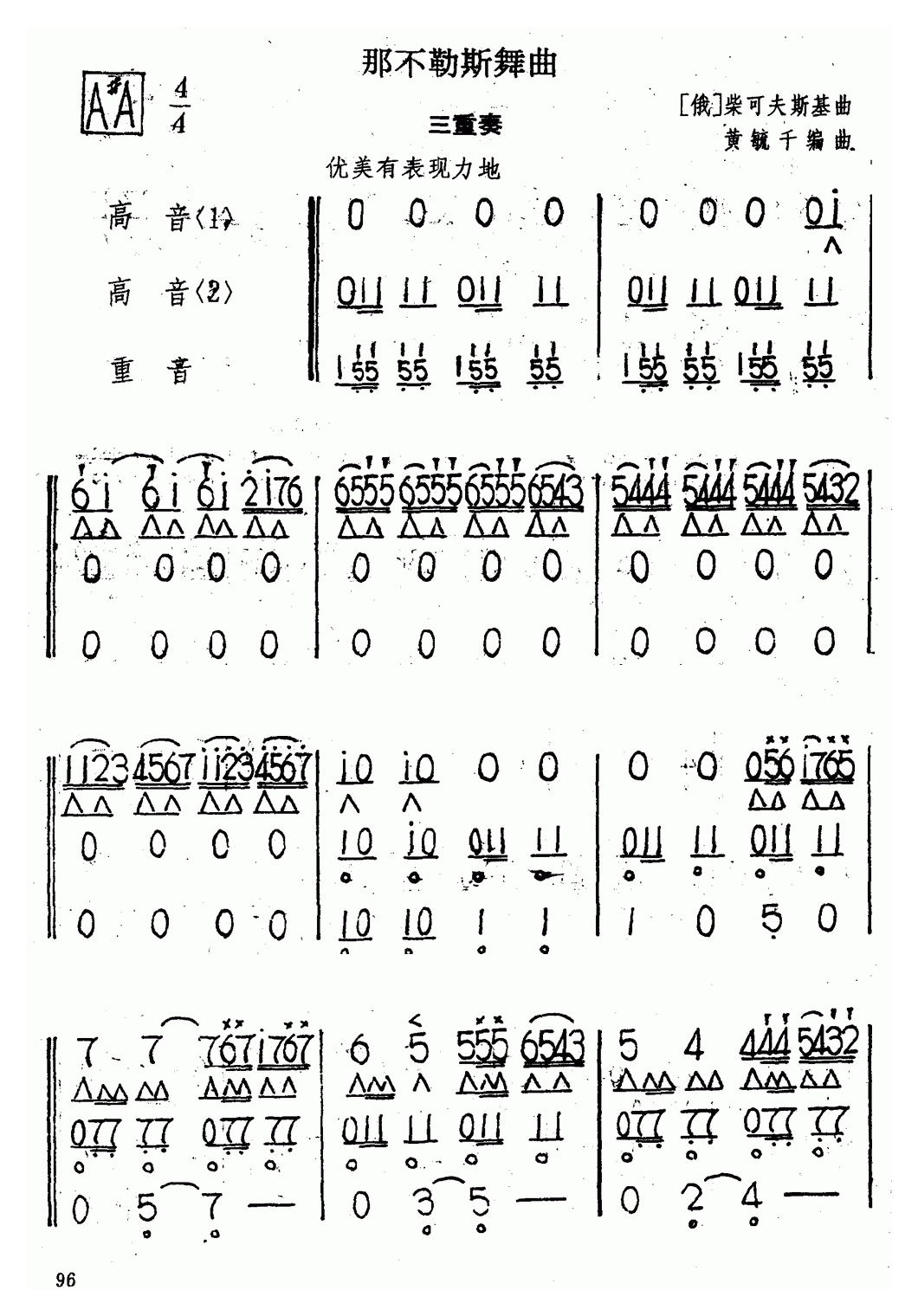 口琴乐谱【那不勒斯舞曲】三重奏简谱