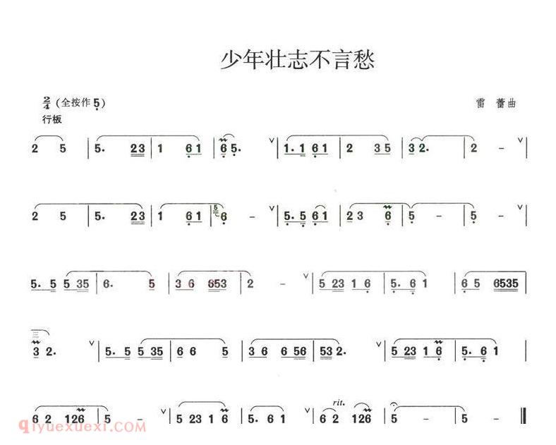 葫芦丝乐谱【少年壮志不言愁】简谱