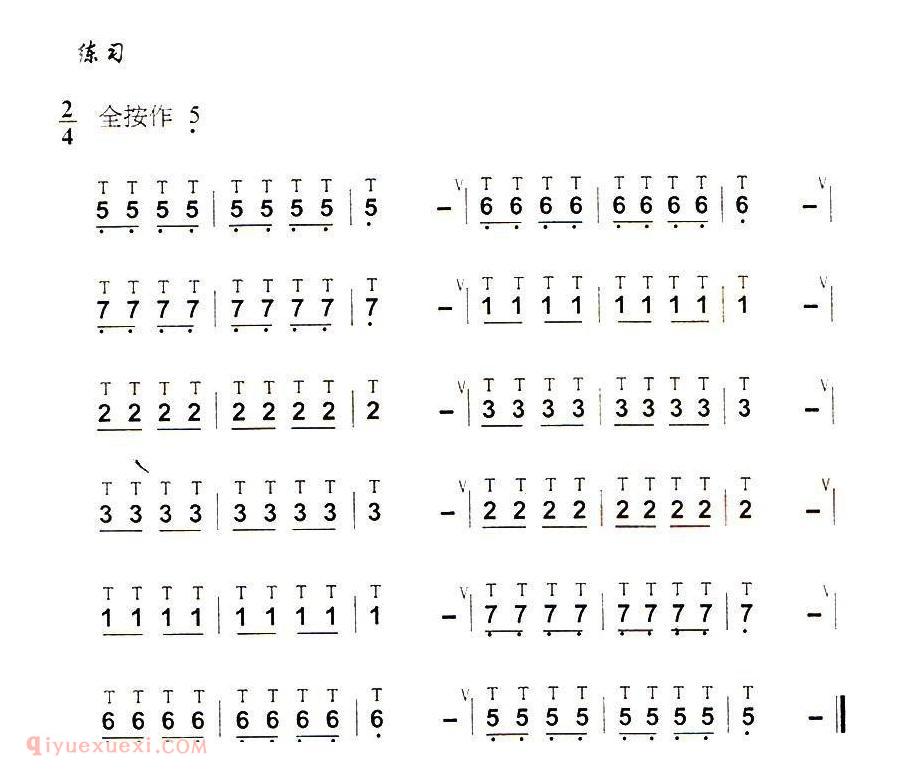 葫芦丝《单吐》技巧练习