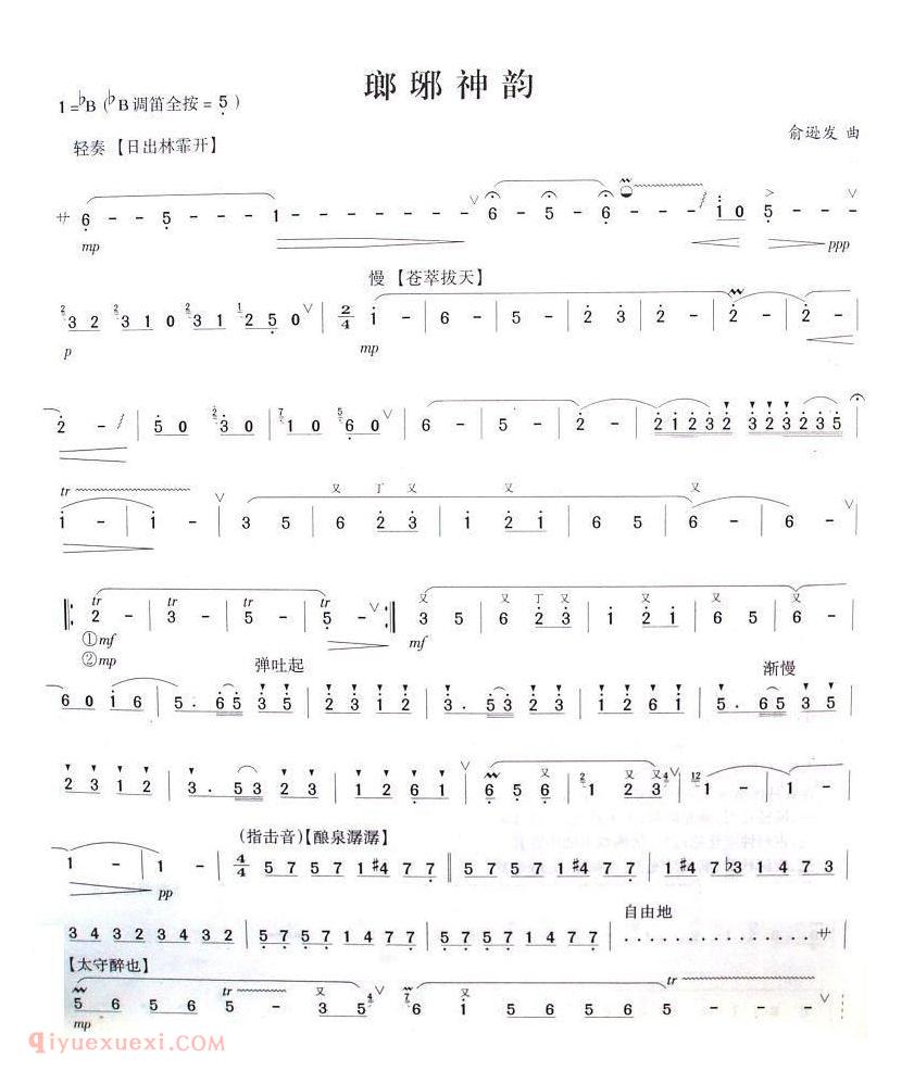 洞箫乐曲【瑯琊神韵】简谱