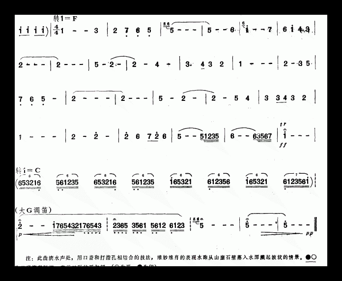 洞箫乐谱【山泉】简谱