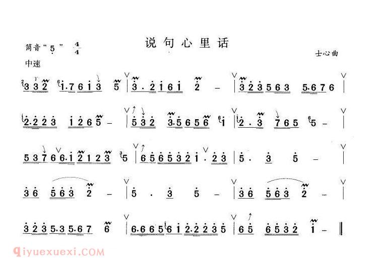 洞箫乐谱【说句心里话】简谱