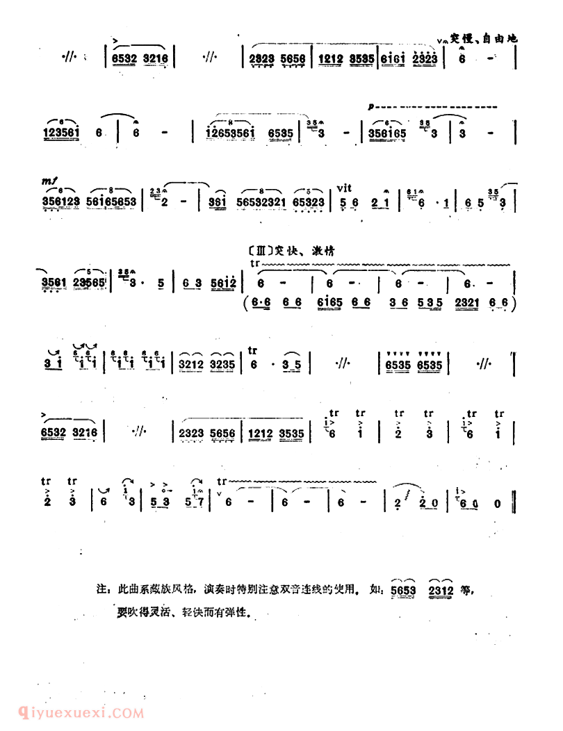 竹笛乐曲【翻身农奴唱赞歌】简谱