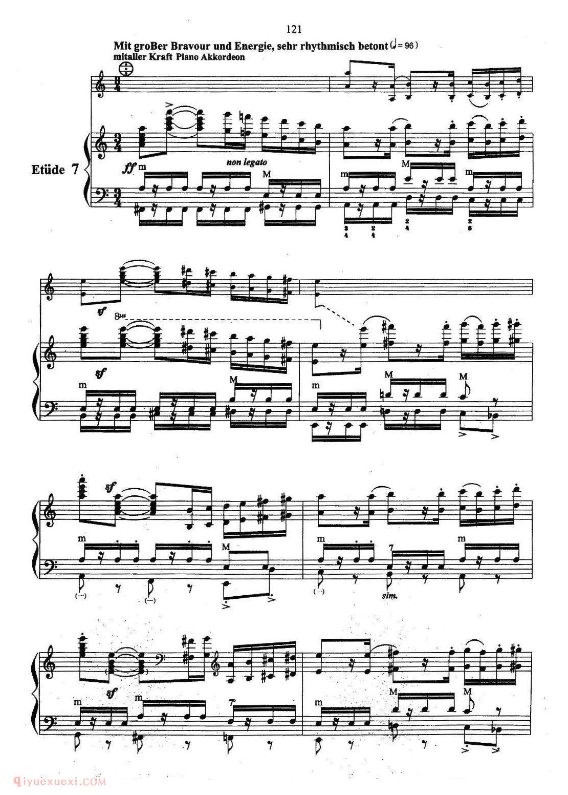 手风琴帕格尼尼主题音乐会练习曲（6—10）五线谱