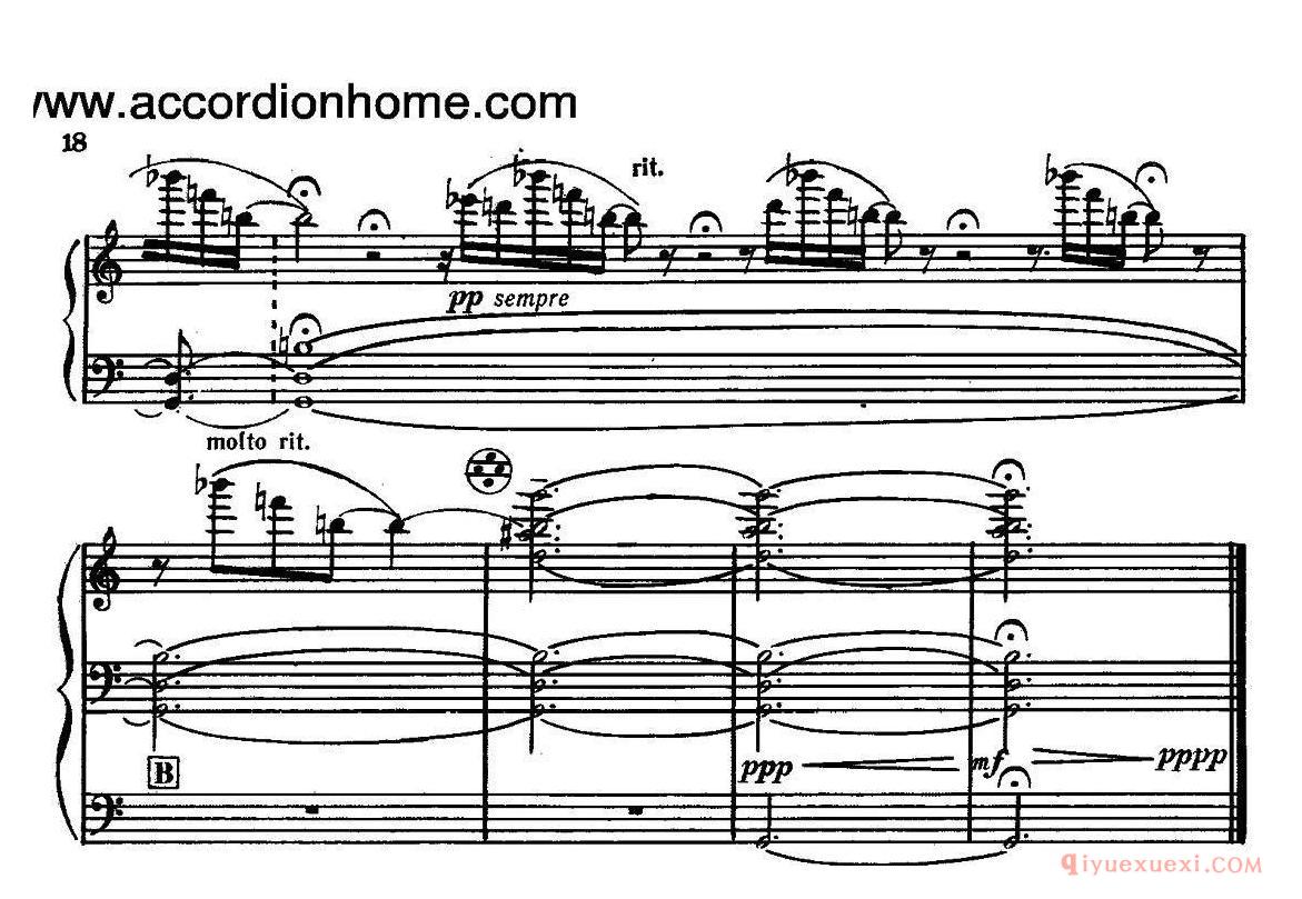 手风琴乐谱【Sonate No.3 奏鸣曲三号 第一乐章】五线谱