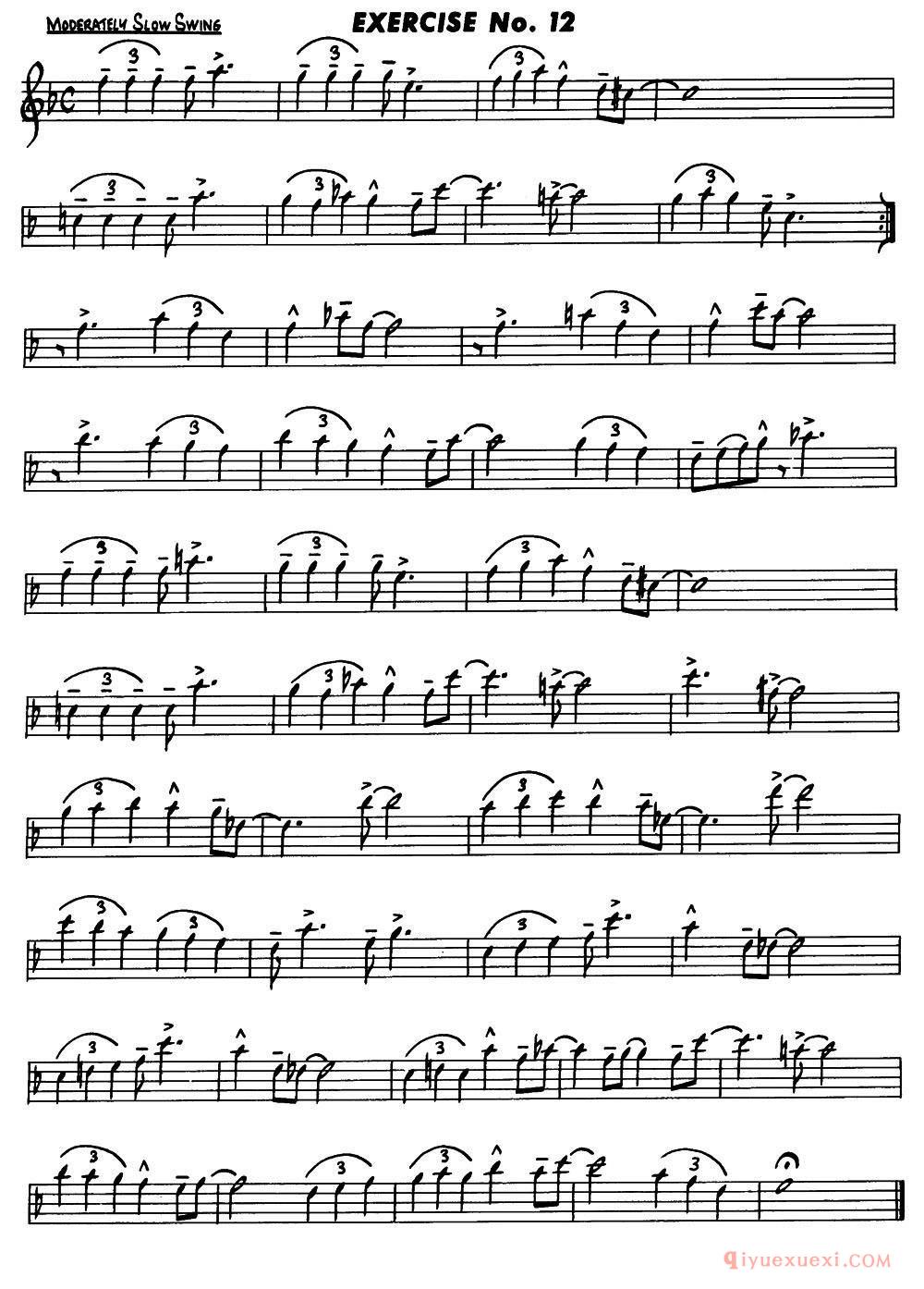 萨克斯乐谱【Basic Jazz Conception for saxophone（EXERCISE No.1-12）】五线谱