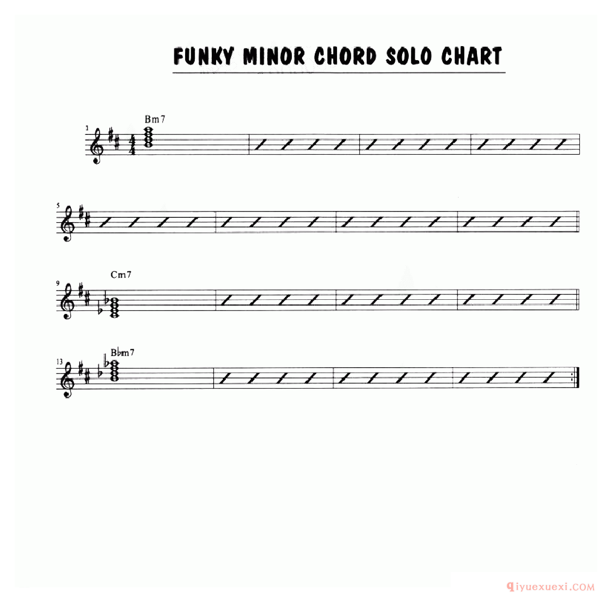 萨克斯谱【Funky Minor Chord Solo Chart】五线谱