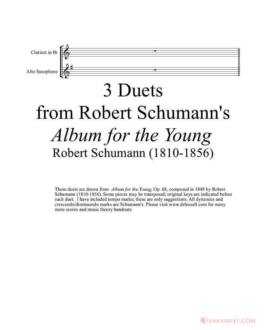 萨克斯谱[Robert Schumann/中音萨克斯练习曲]五线谱