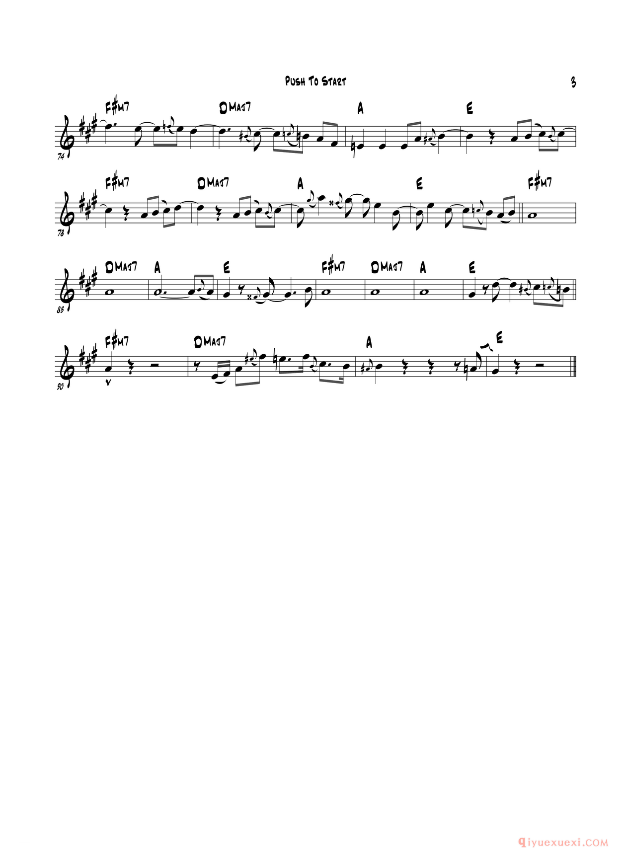 萨克斯谱《Push To Start/Eb Part》五线谱