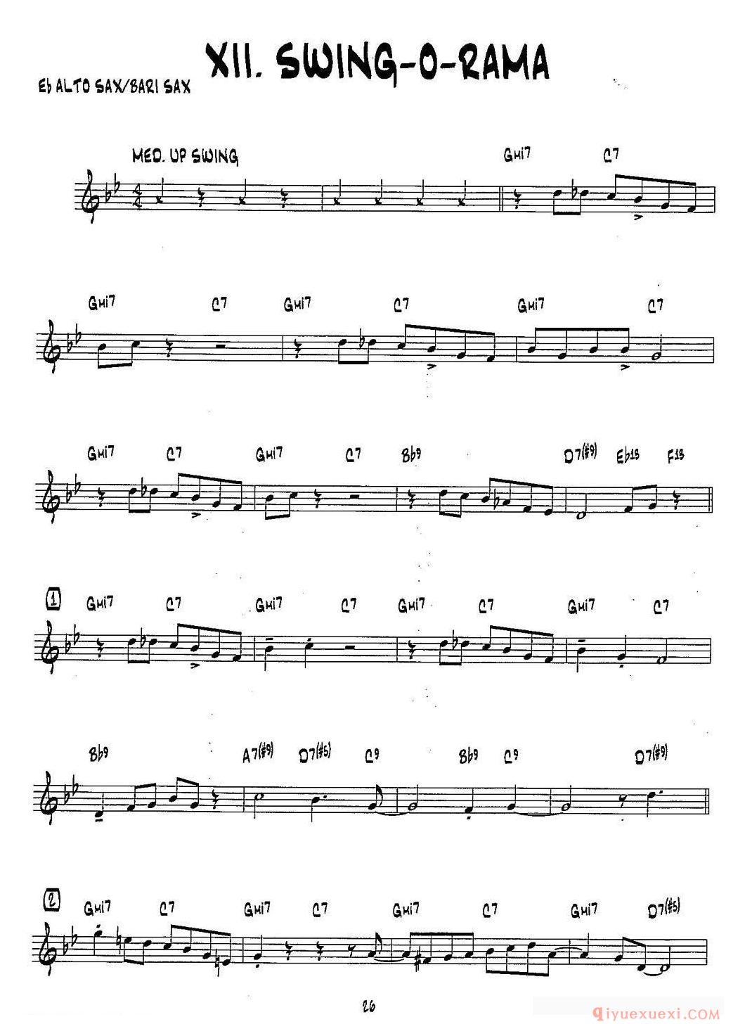 萨克斯乐谱[SWING-O-RAMA（15首爵士练习曲之12）]五线谱
