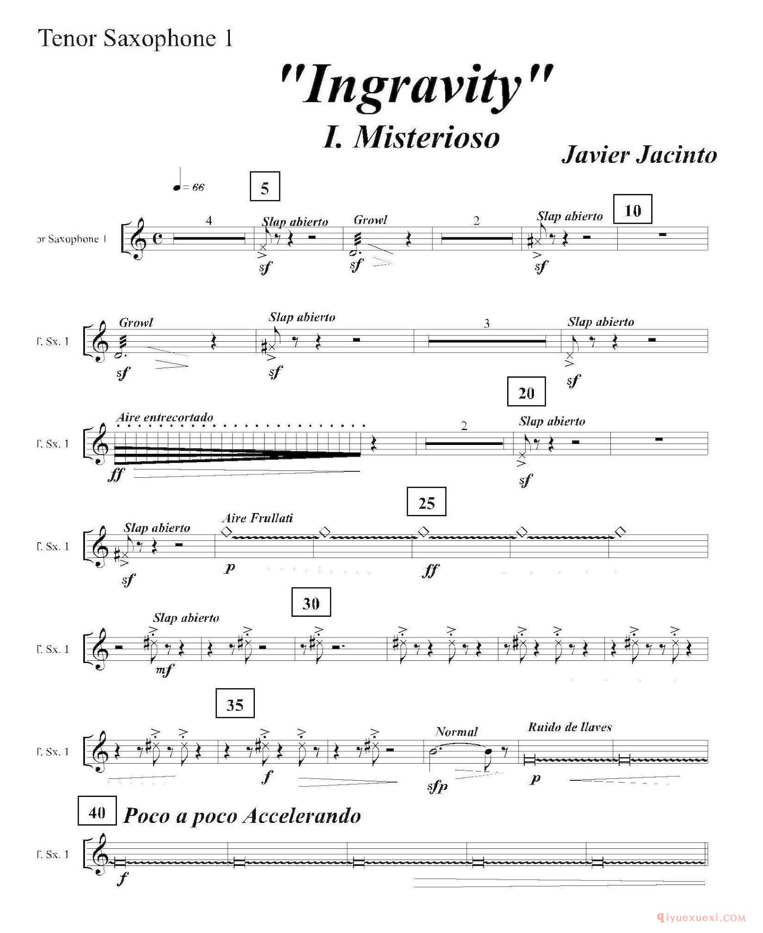 Ingravity（第一乐章）第一次中音萨克斯分谱