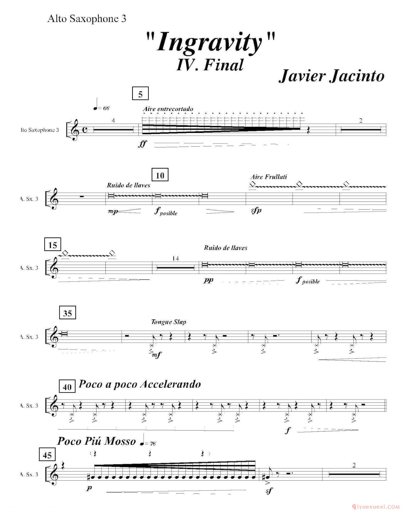 Ingravity（第四乐章）第三中音萨克斯分谱