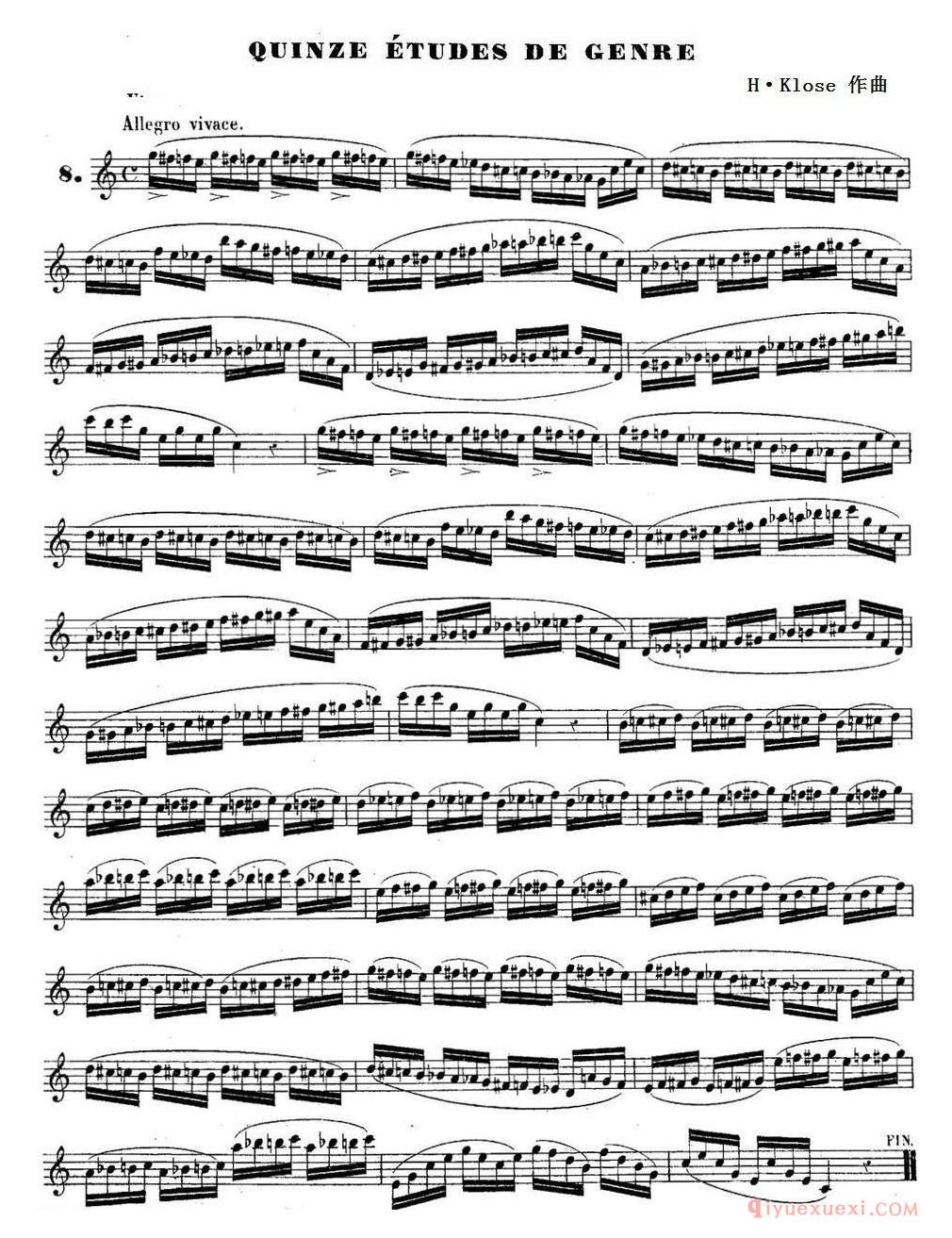 H·Klose练习曲（Quinze etudes de genre）