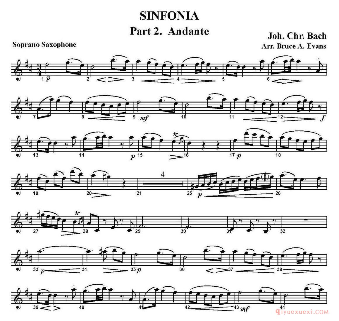 四重奏·高音萨克斯分谱[SINFONIA Part 2. Andante]