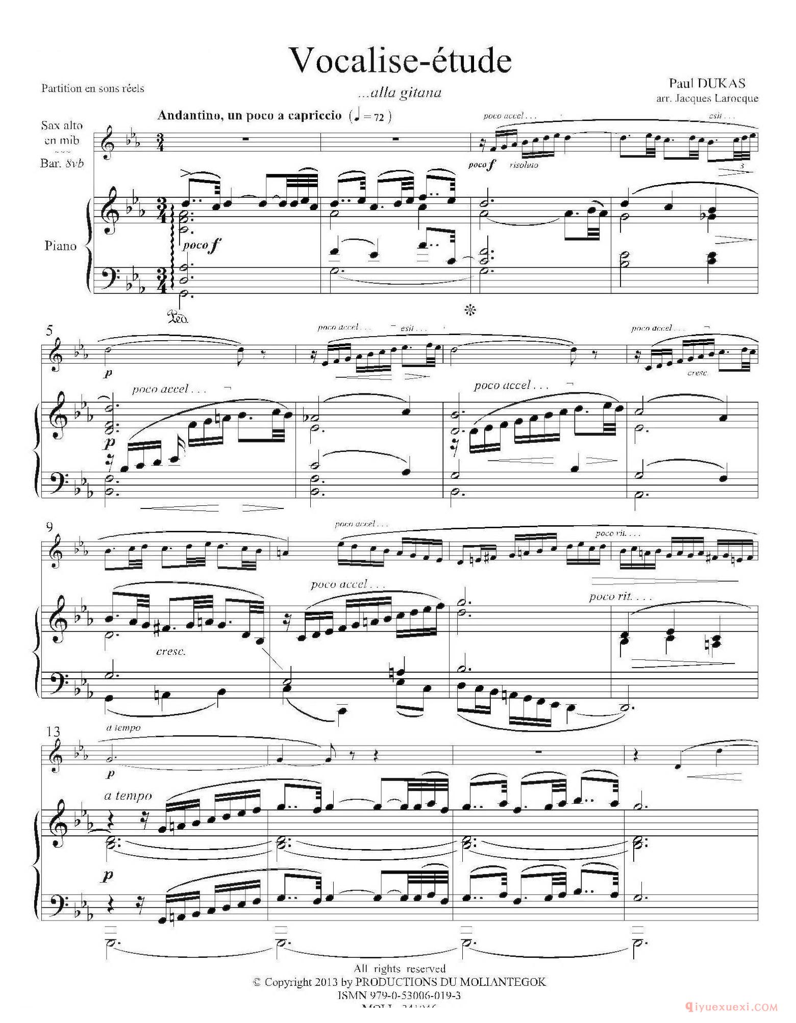 [P·杜卡斯：练声曲]中音萨克斯+钢琴伴奏