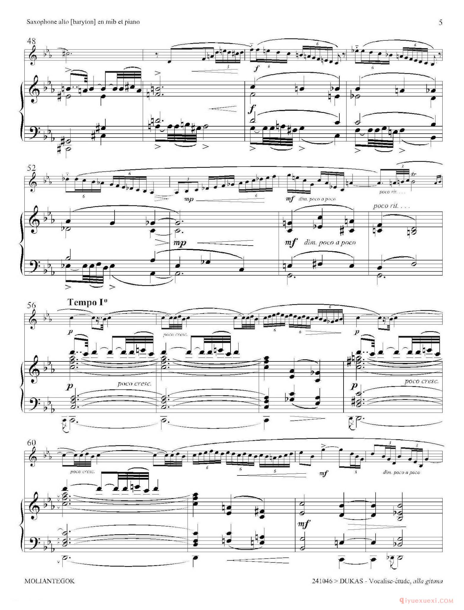 [P·杜卡斯：练声曲]中音萨克斯+钢琴伴奏