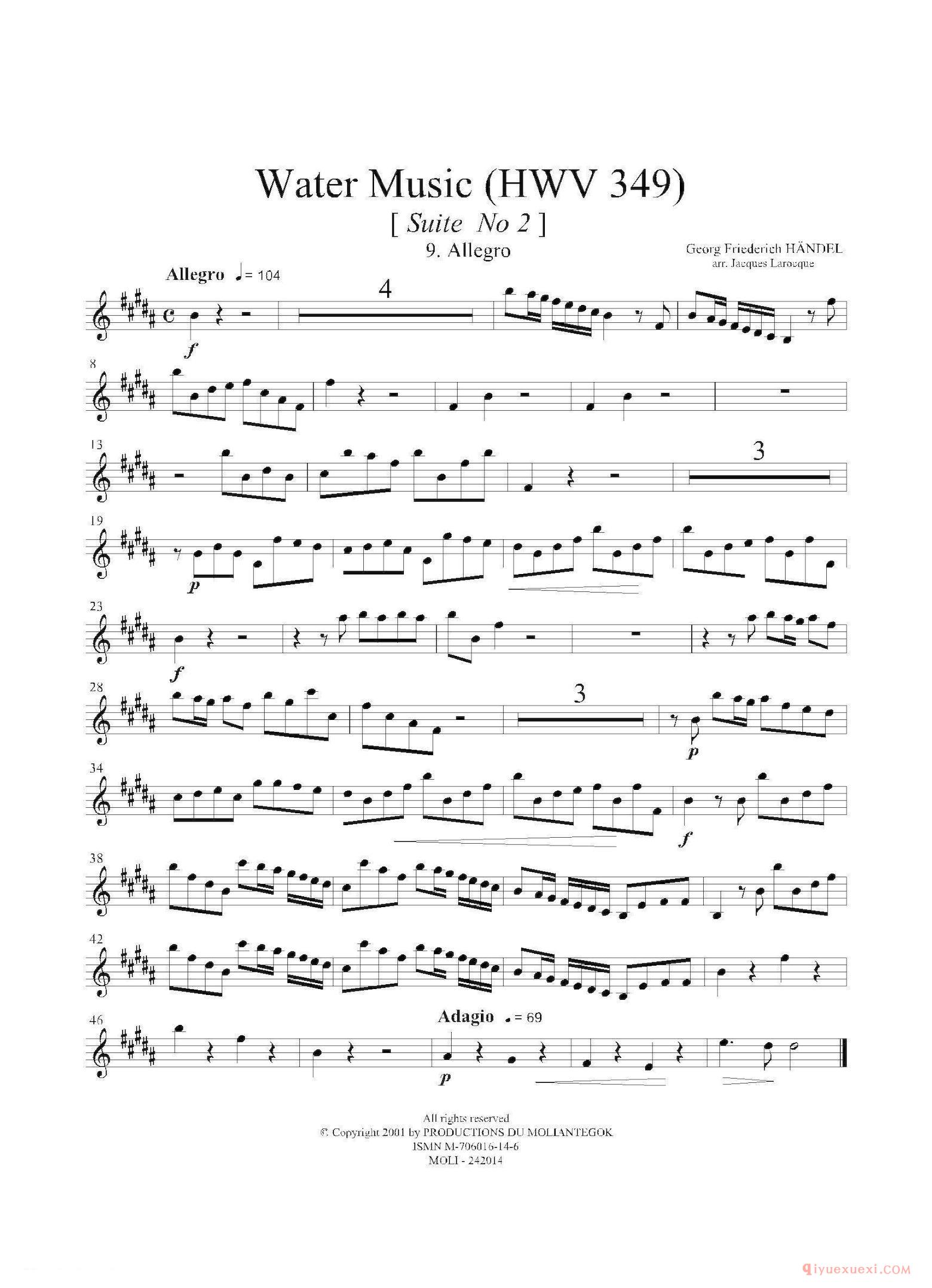 第二上低音萨克斯[Water Music/HWV.349 No.2]