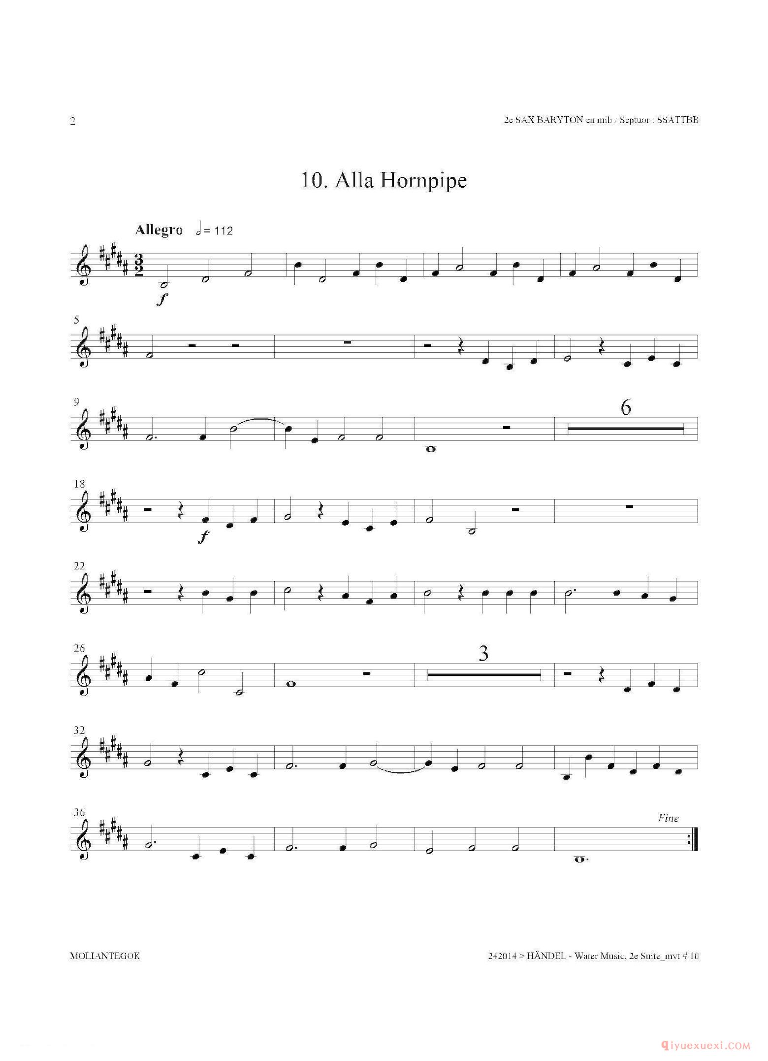 第二上低音萨克斯[Water Music/HWV.349 No.2]