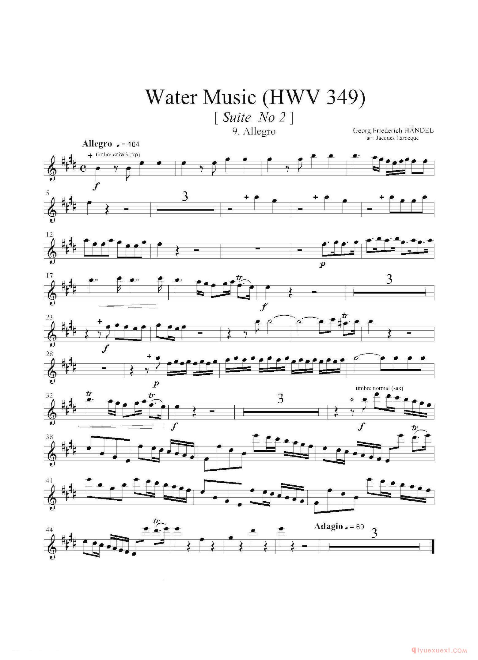 第一高音萨克斯[Water Music/HWV.349 No.2]