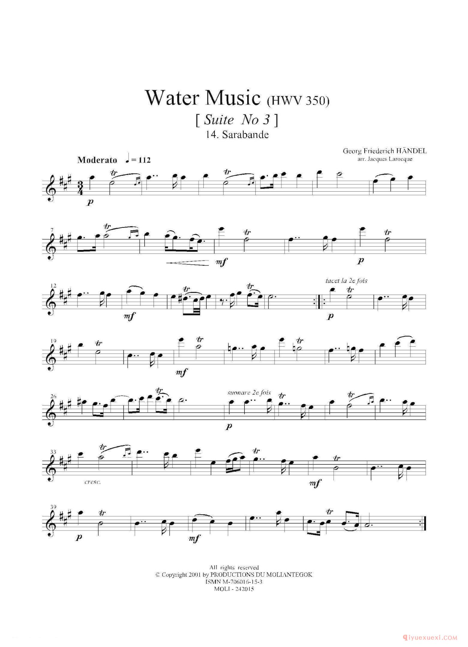 第二高音萨克斯[Water Music/HWV.350 No.3]