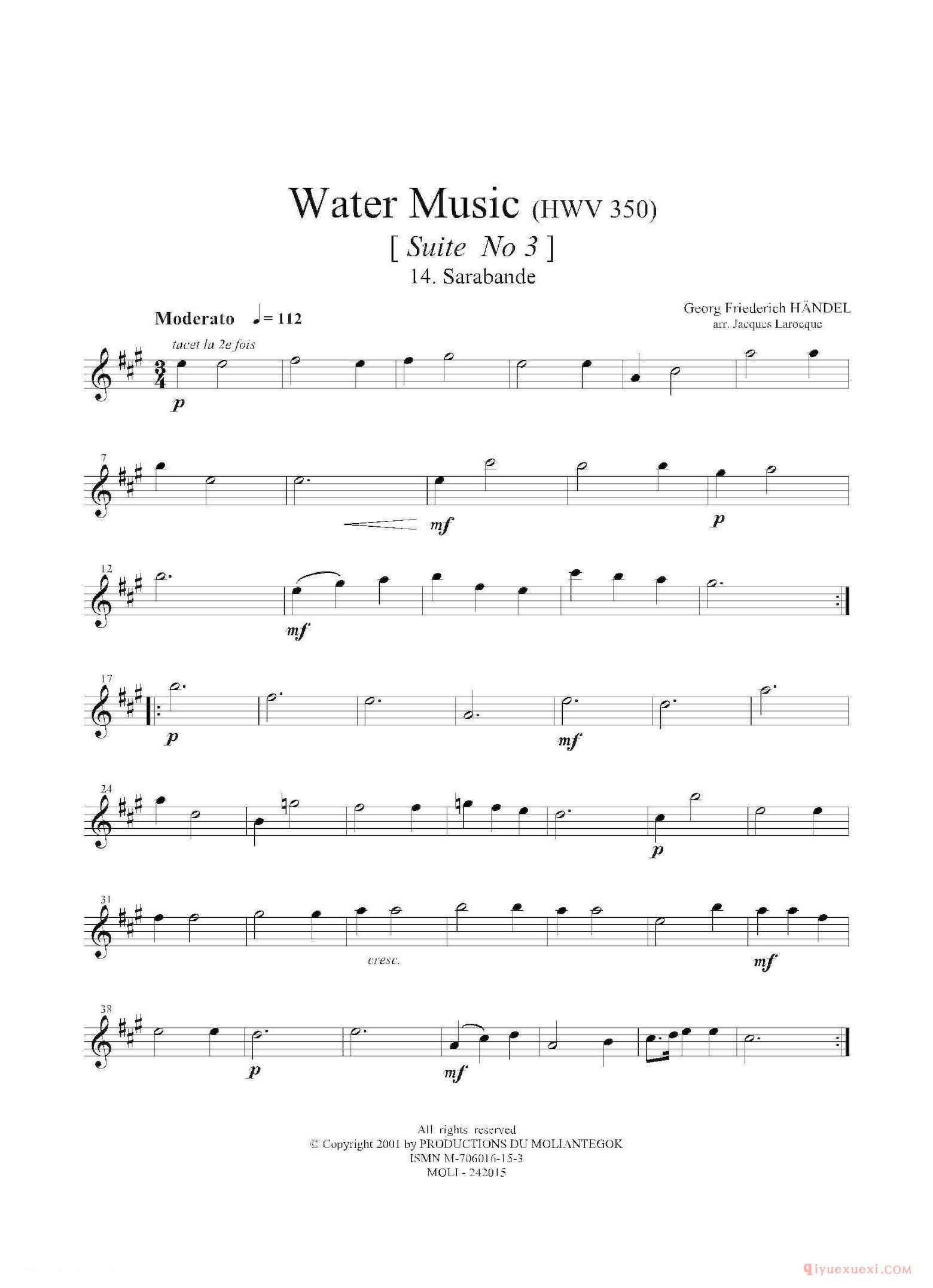 第一次中音萨克斯[Water Music/HWV.350 No.3]