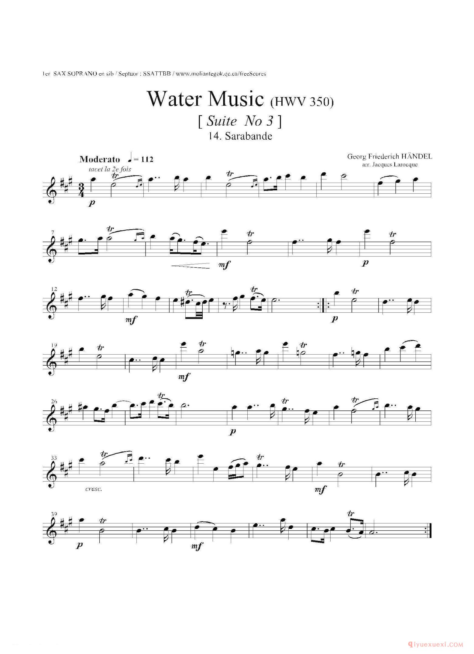第一高音萨克斯[Water Music/HWV.350 No.3]