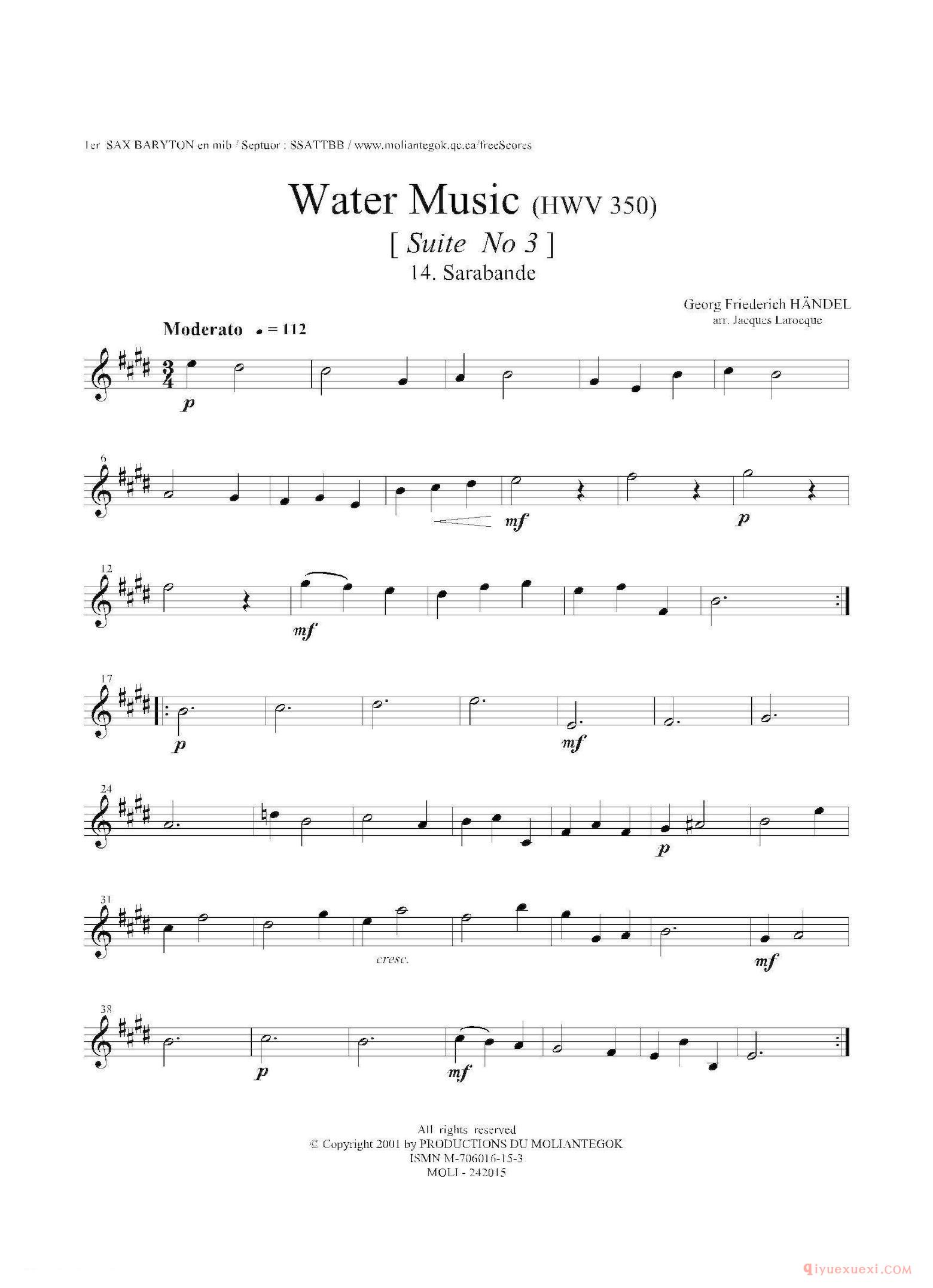 第一上低音萨克斯[Water Music/HWV.350 No.3]