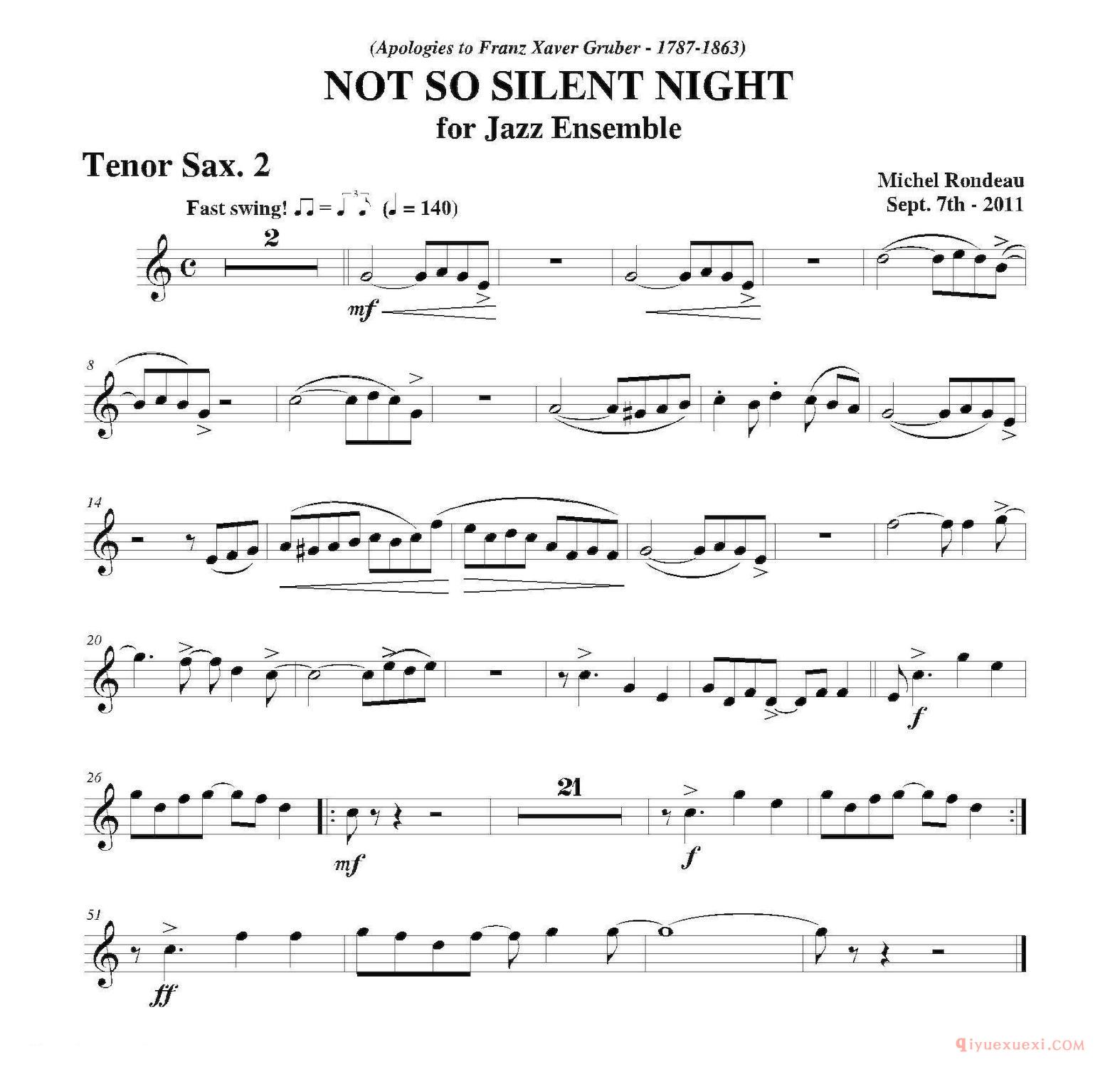 第二次中音萨克斯分谱[NOT SO SILENT NIGHT]