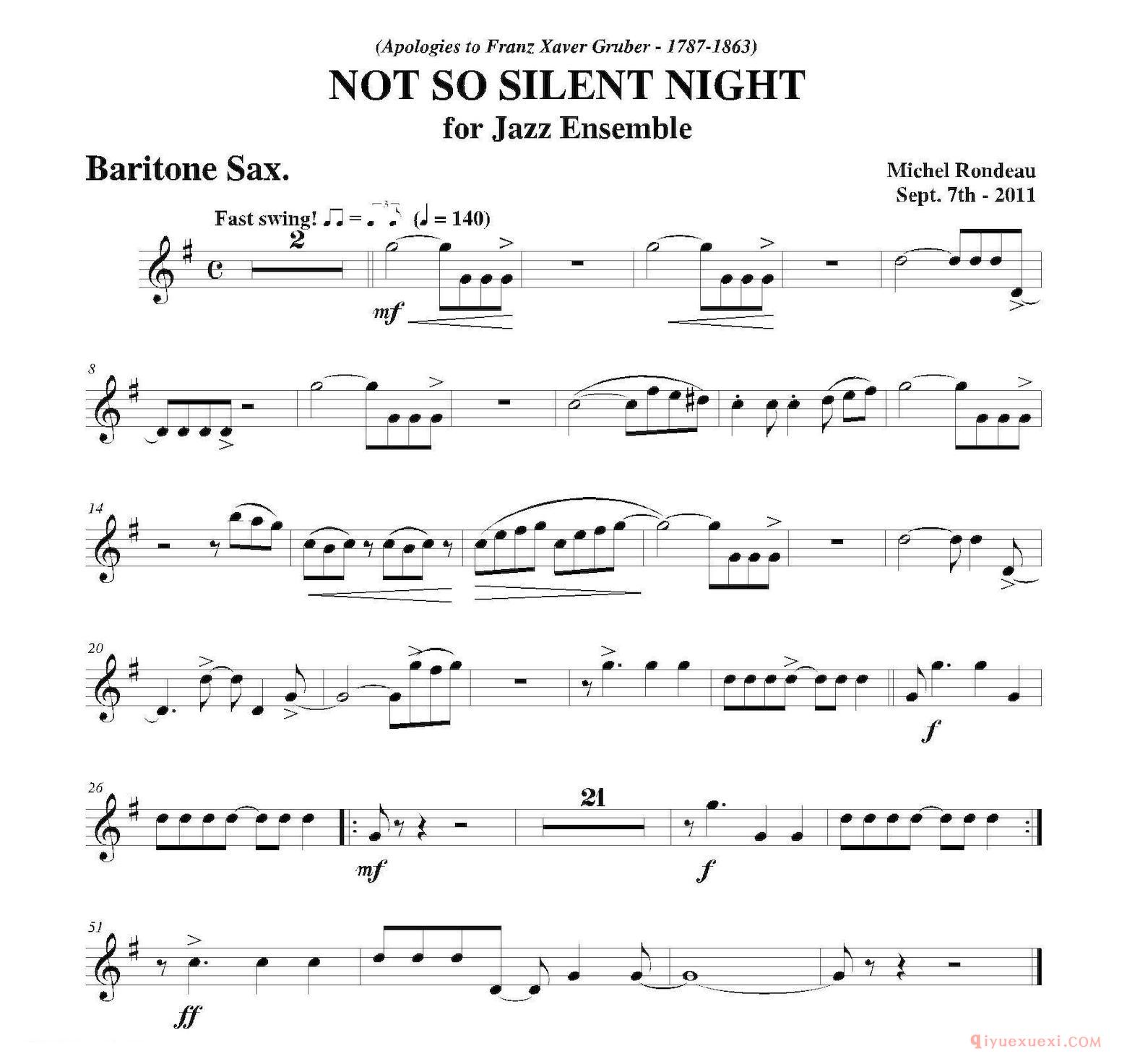 上低中音萨克斯分谱[NOT SO SILENT NIGHT]