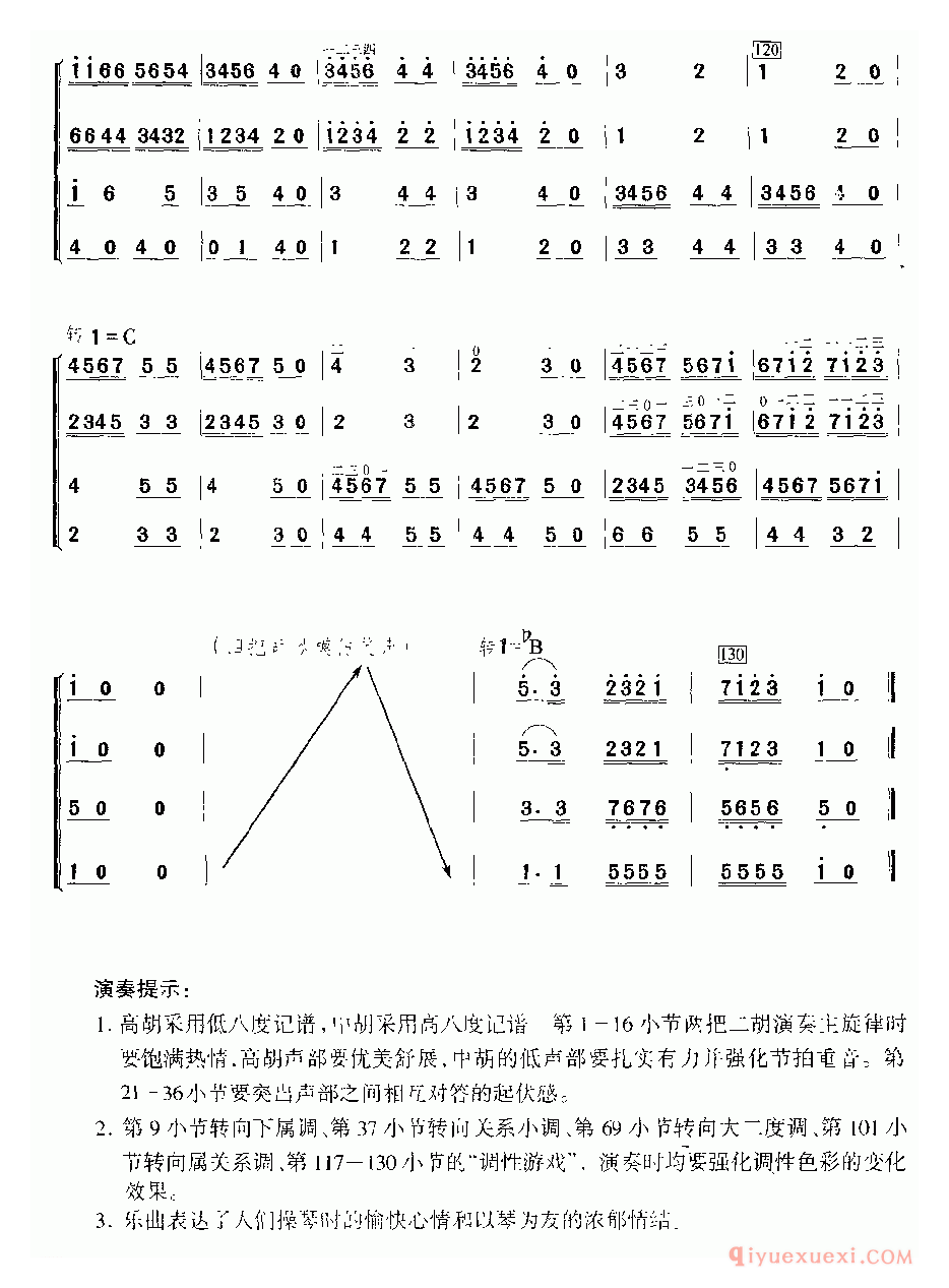 二胡简谱[琴趣]四重奏、简谱版