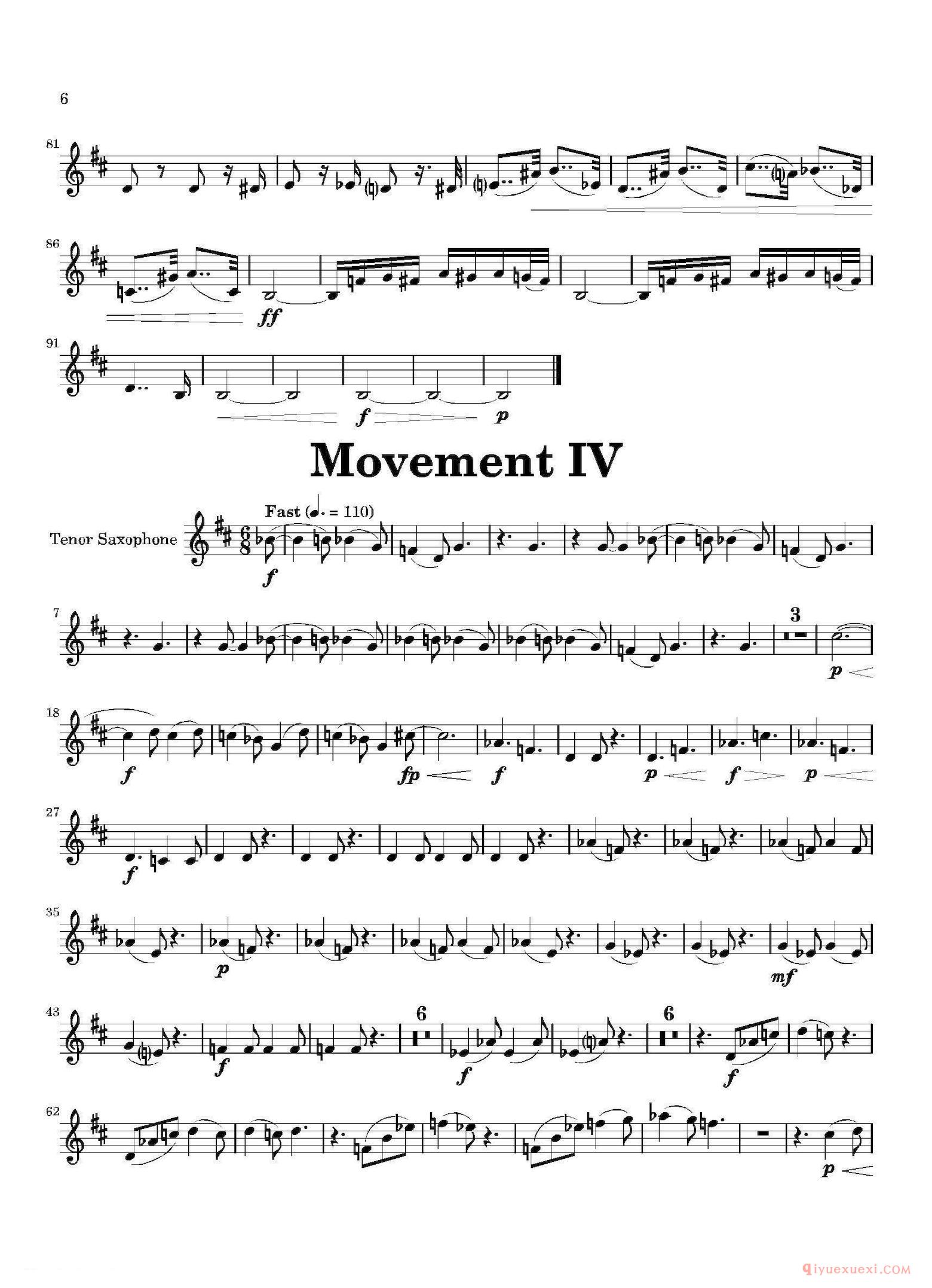 四重奏次中音萨克斯分谱[Movement]
