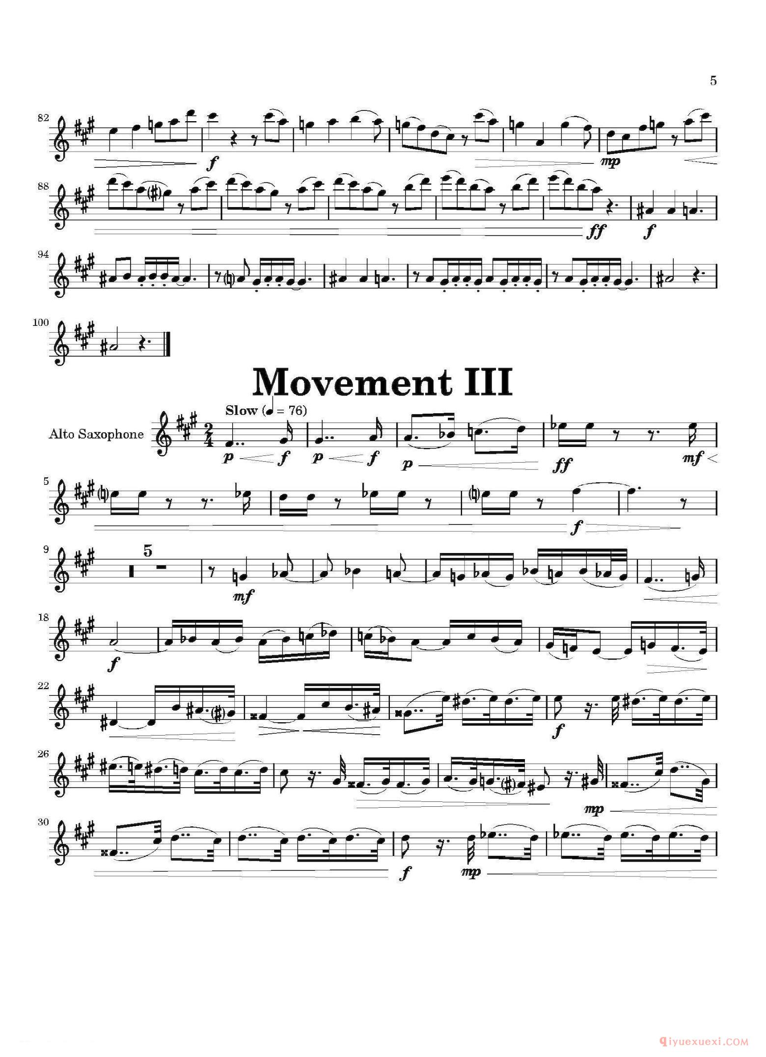 中音萨克斯分谱[Movement]四重奏