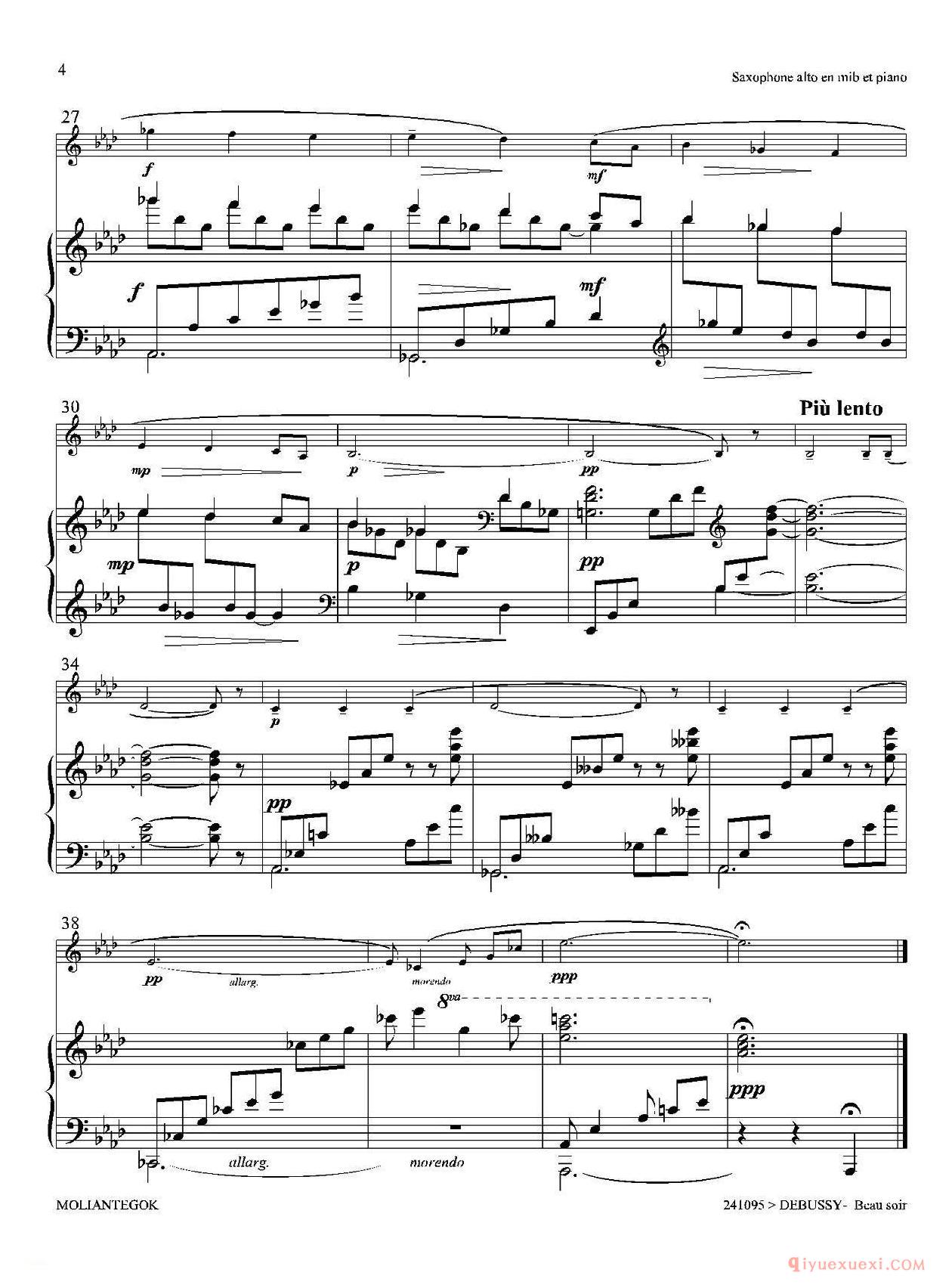 萨克斯谱[美丽的黄昏]1=降A中音萨克斯+钢琴伴奏